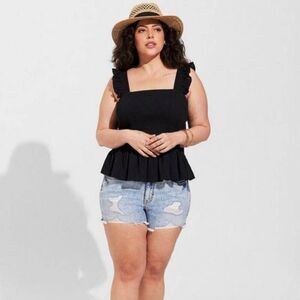 Torrid Plus Size 3X 22-24 Smocked Peplum Ruffle Sleeveless Top